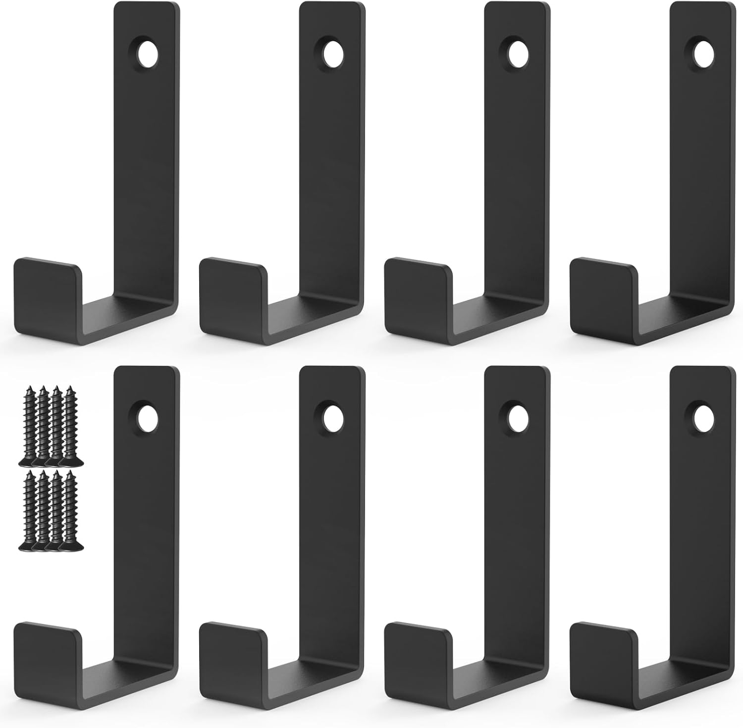 Aufuga Heavy Duty Stainless Steel Coat Hooks 8pcs Black Square Wall Hooks