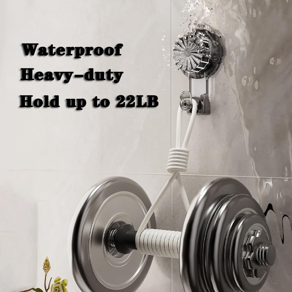 4 Pack Suction Cup Wreath Hooks - 22 LB Heavy Duty Waterproof Removable Hooks for Bathroom Kitchen Window Front Door