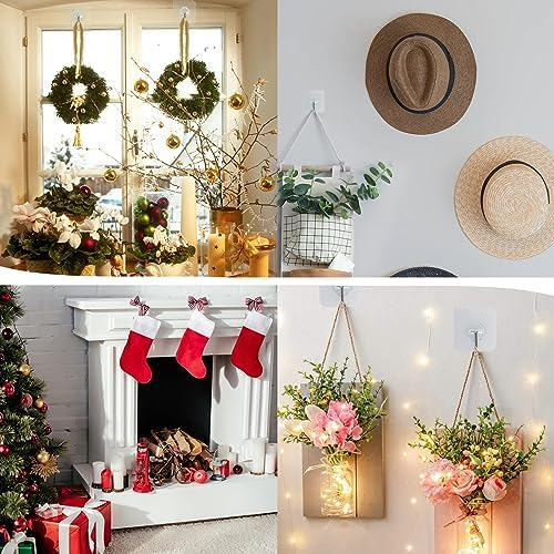 32 Pack Adhesive Hooks 33lb Max Load Transparent Reusable Wall Hooks for Kitchen Bathroom Shower Office and Home