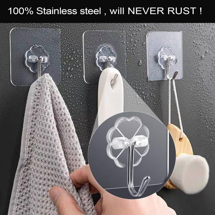 16 Pack Heavy Duty Stainless Wall Hooks with Self Adhesive