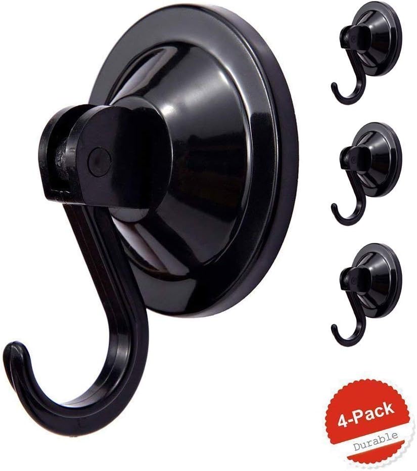 Suction Cup Hooks 20 lb Capacity Set of 4 Black