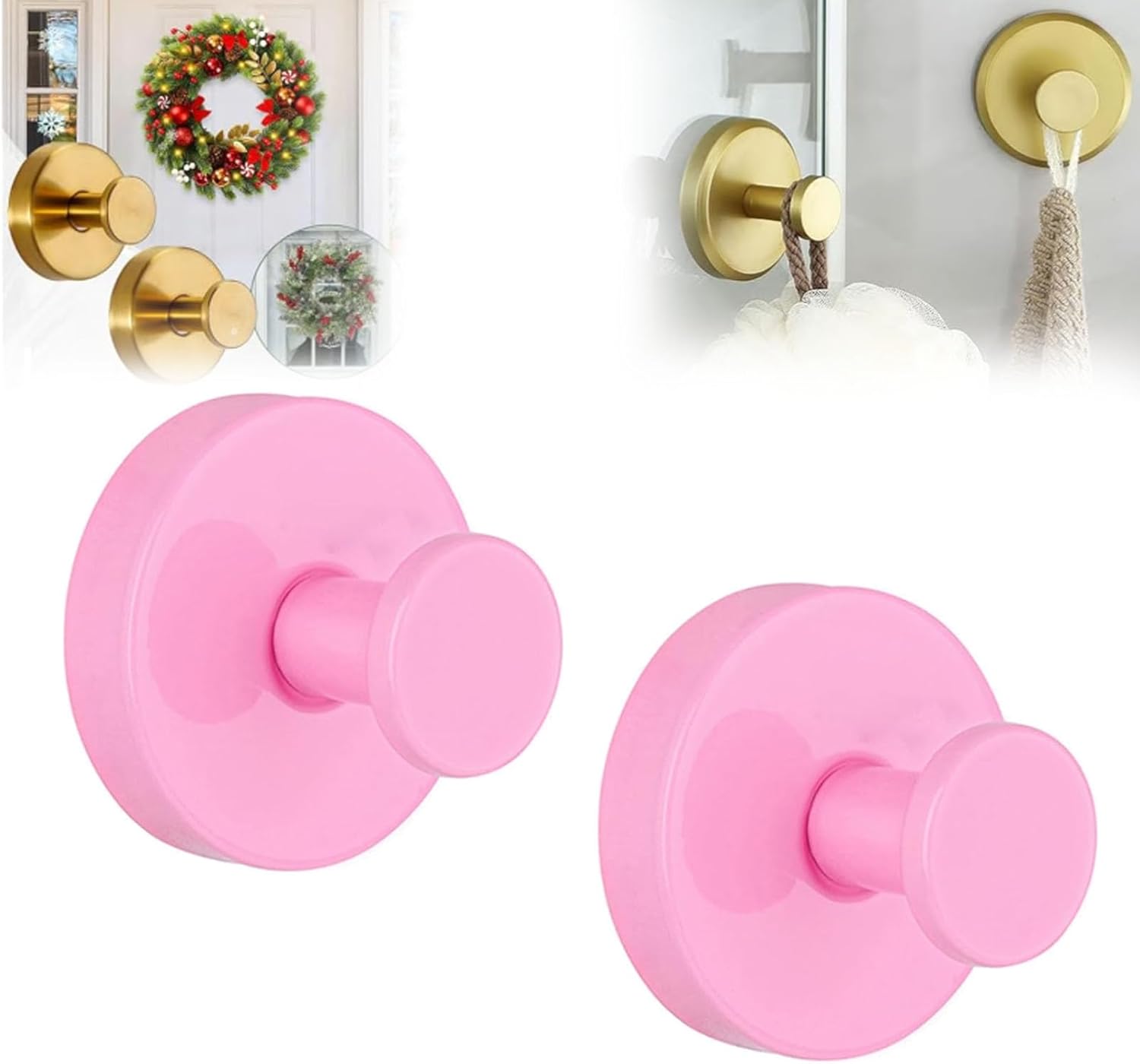 Especialbest 2025 Upgraded Suction Cup Hooks 2 Pack Pink