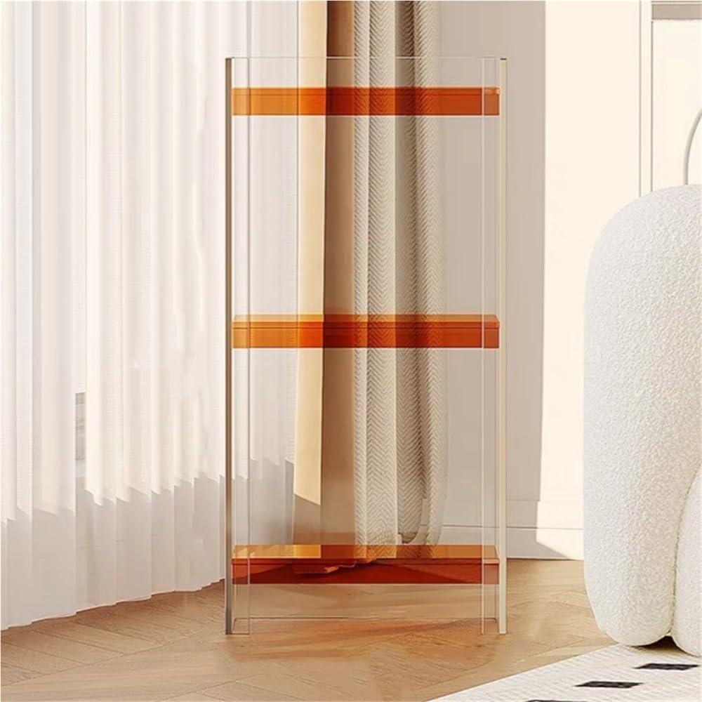3-Tier Acrylic Bookshelf for Small Spaces Orange