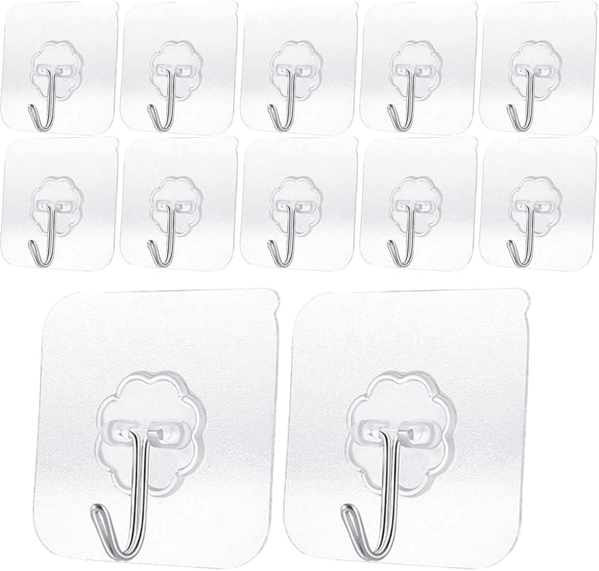 Heavy Duty Adhesive Hooks 14 Pack 33 lb Max Waterproof Oilproof Reusable