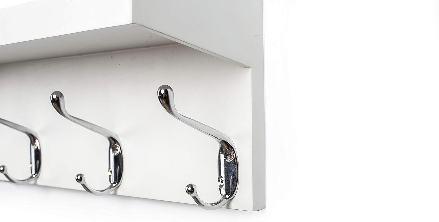 ZGZD Wall Mounted Coat Rack with Shelf and 4 Double Hooks Set of 2