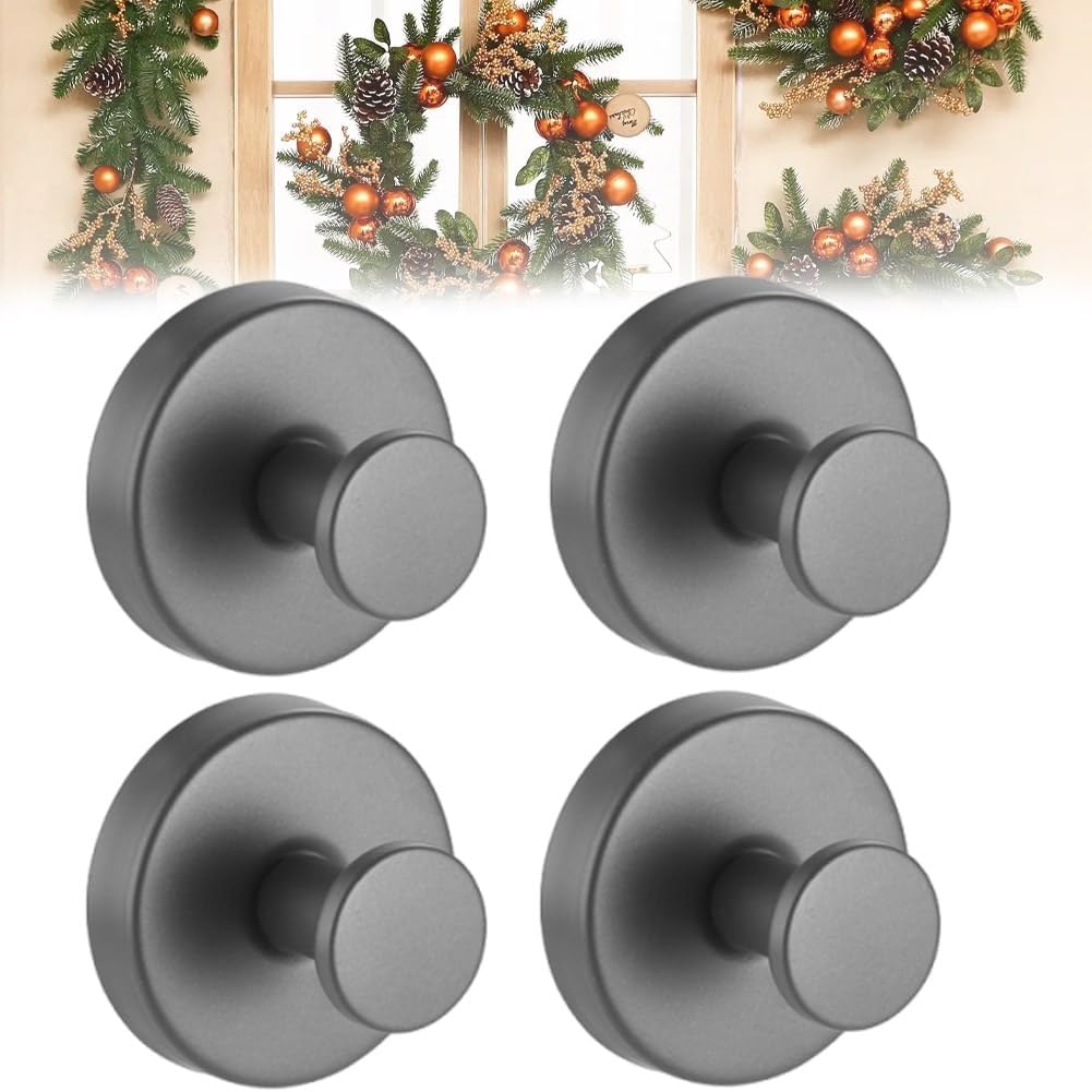 Stainless Steel Suction Cup Hooks for Wreaths 4PCS