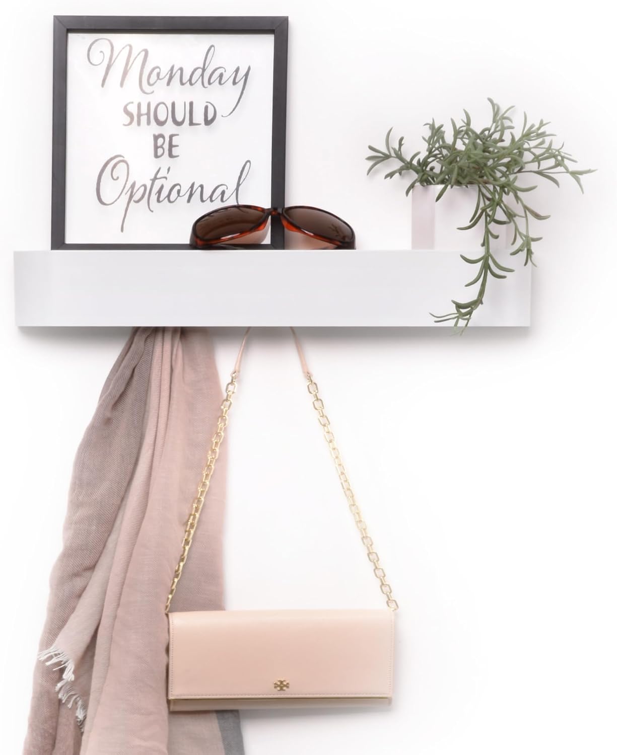 Modern Wall-Mounted Coat Rack with Shelf and 5 Hooks