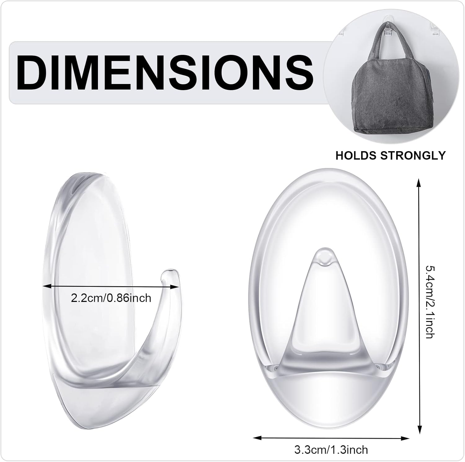 Blulu Clear Adhesive Hooks 12 Pieces Utility Waterproof Wall Hooks for Home Kitchen Bathroom Office