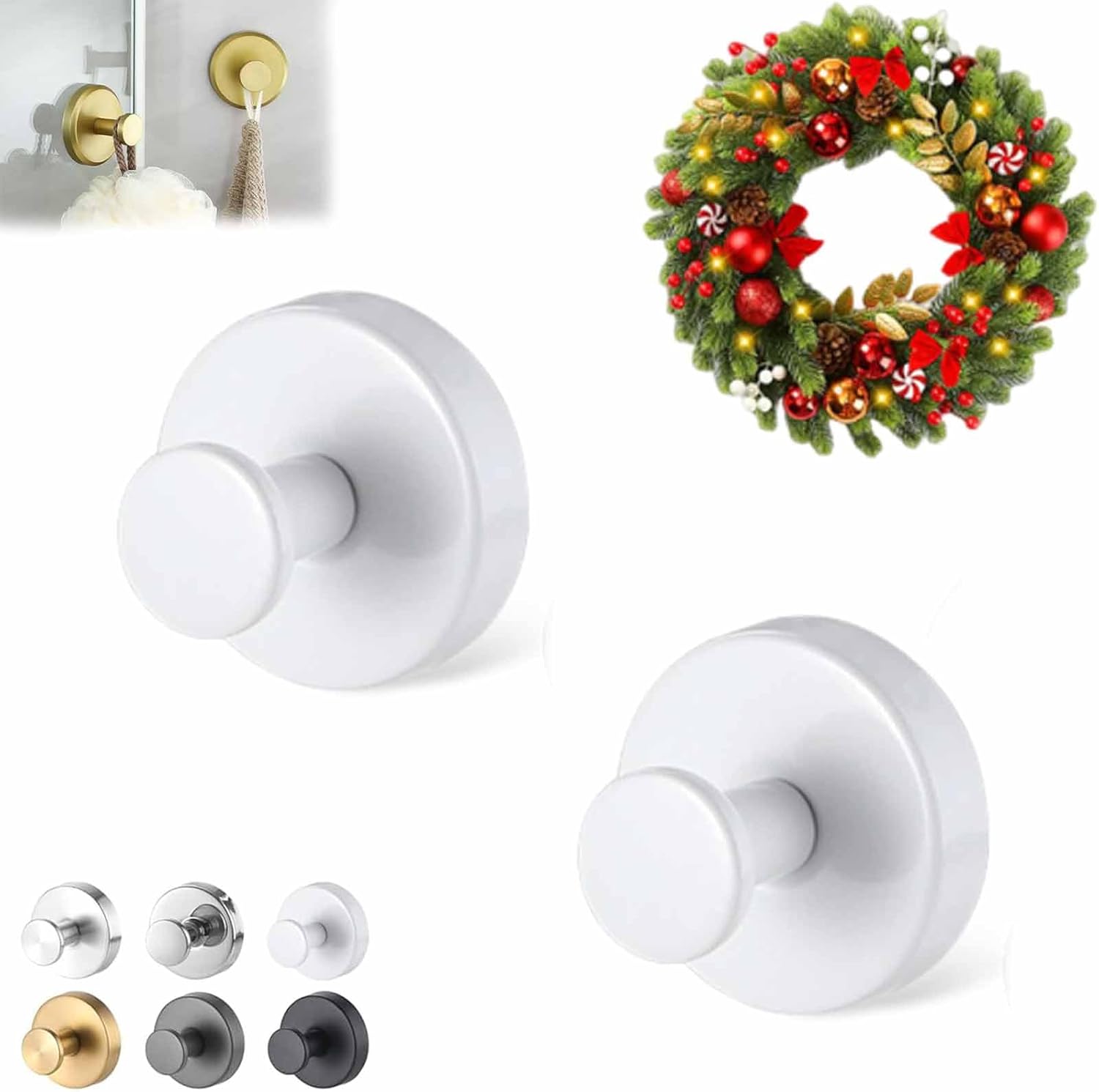 Emboadlie Suction Cup Hooks 2 Pcs White Wall Glass Use