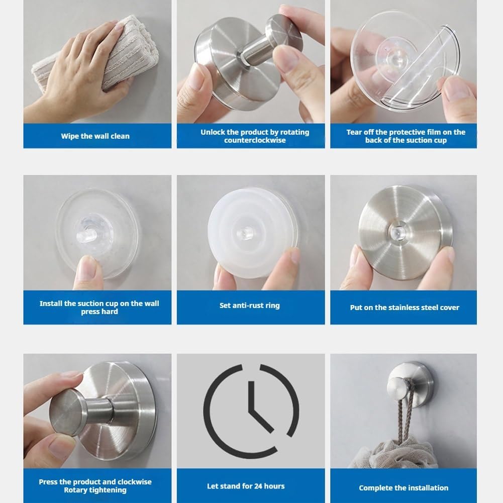 Stainless Steel Suction Cup Hooks for Wreaths 8PCS