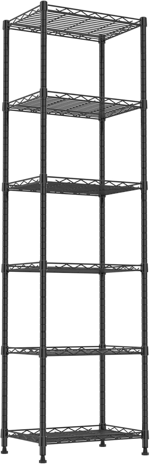 REGILLER 6-Way Adjustable Steel Shelving Unit Black