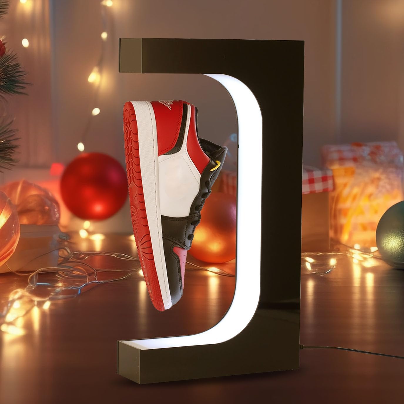 DuliCube Levitating Shoe Display Floating Shelf with LED Light and Magnetic Rotation