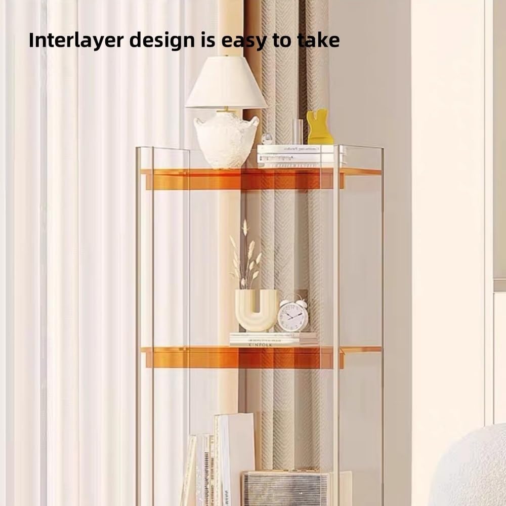 3-Tier Acrylic Bookshelf for Small Spaces Orange