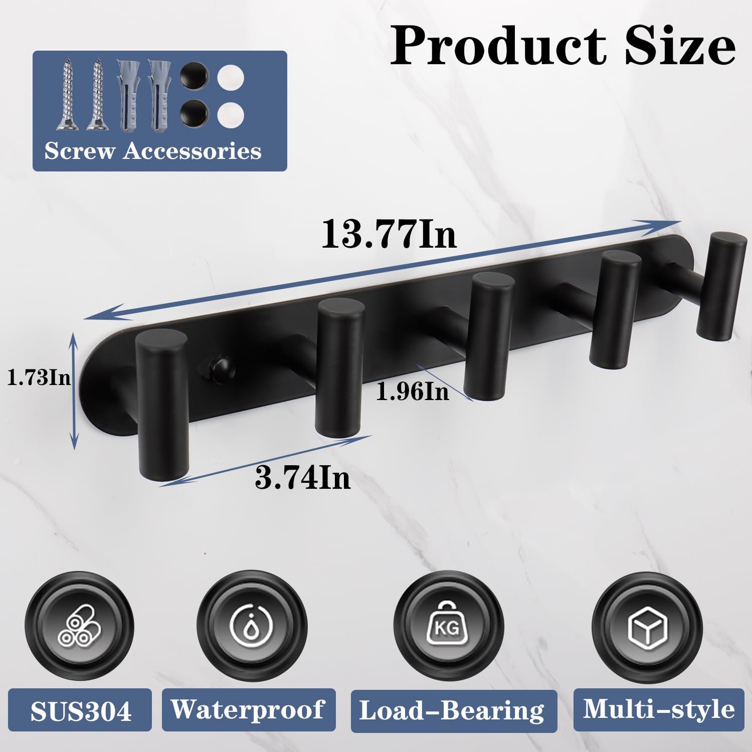 Vanloory Wall Mounted Coat Rack with 5 Hooks