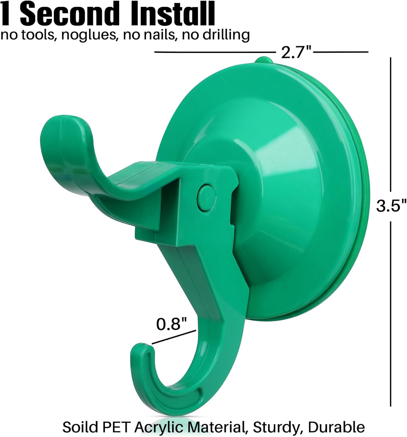 Antimbee Suction Cup Hooks 10 Pack Green