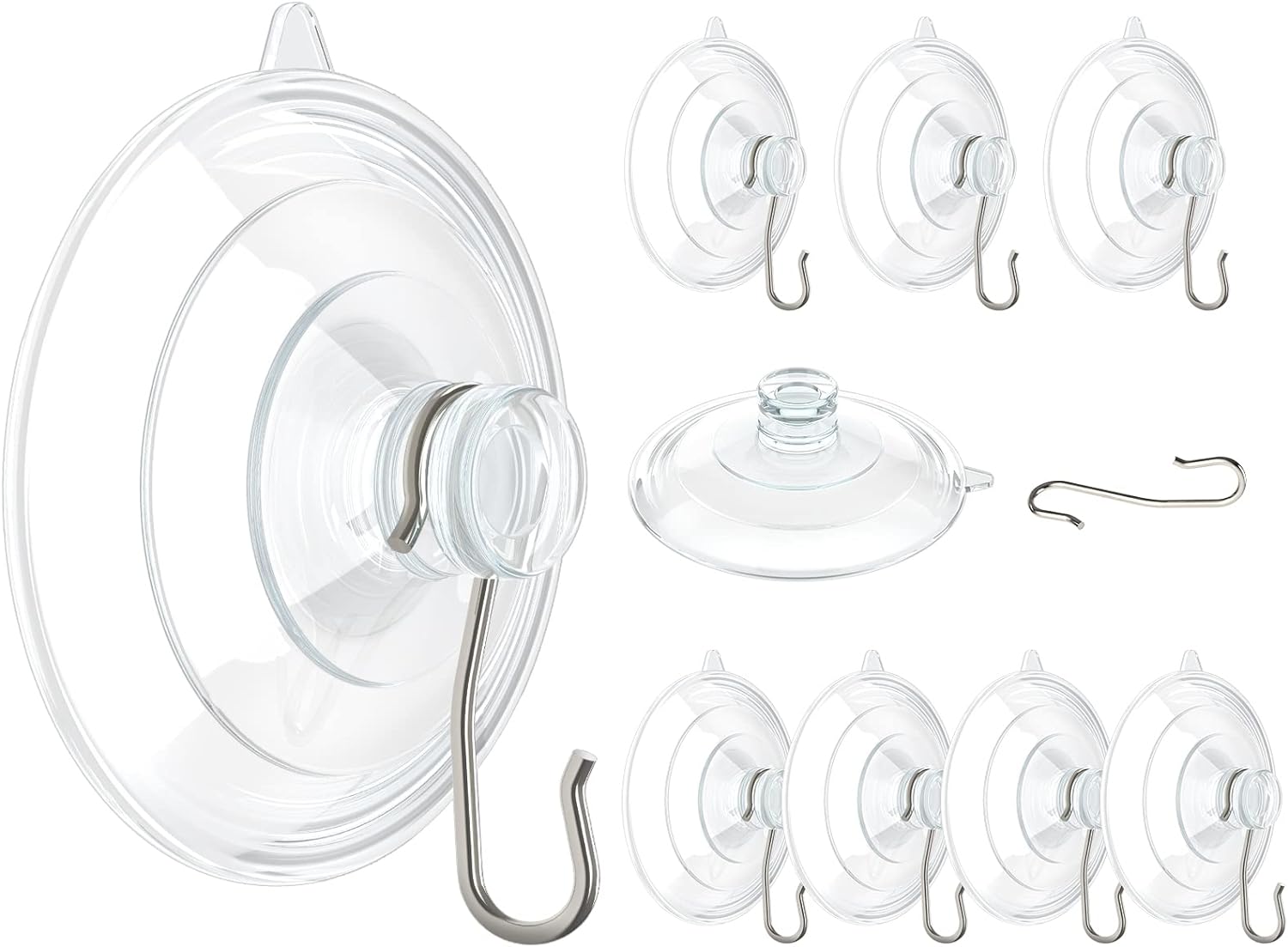 VISV 25 Inch Clear Suction Cup Hooks 10 Pcs