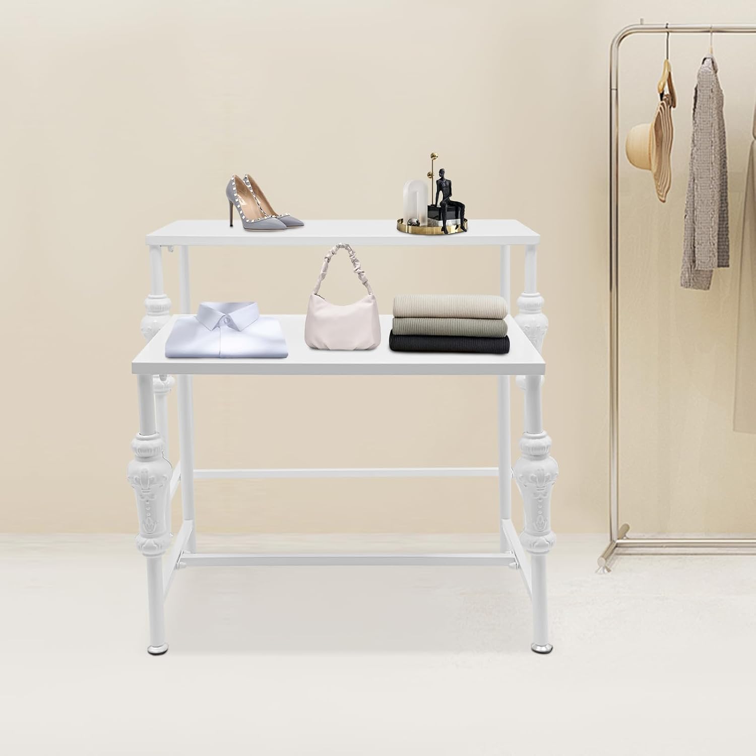 2 Pcs Free Standing Shoe Racks Metal Retail Display Tables