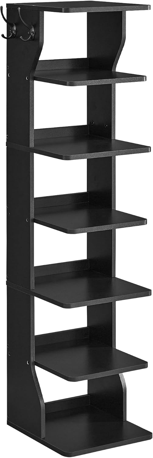 VASAGLE 7 Tier Vertical Shoe Rack Black