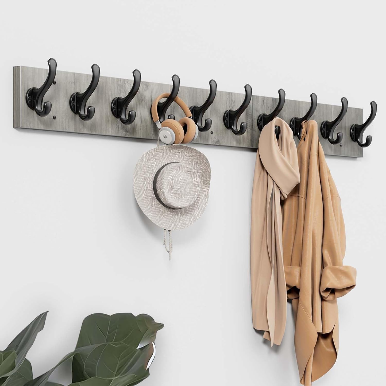 Tatub 386 Inch Farmhouse Coat Rack with 10 Hooks