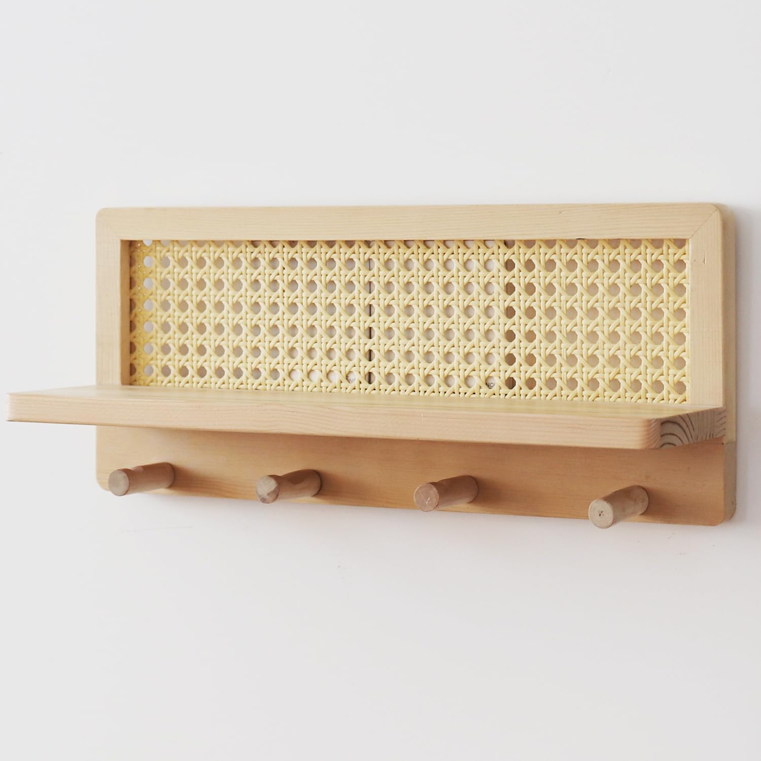 FRIADE Floating Shelf Coat Rack with 4 Hooks Burlywood