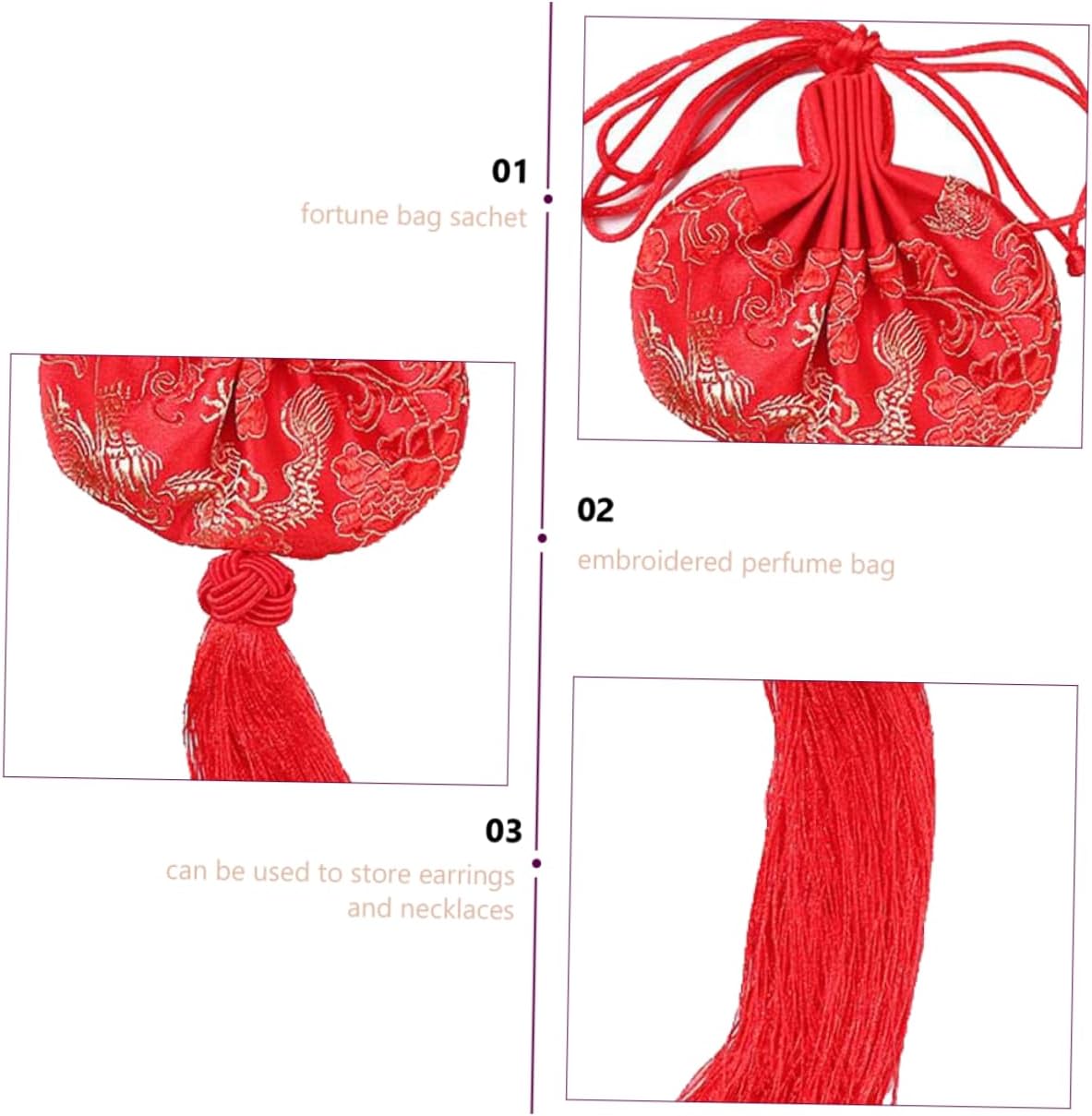 IMIKEYA Decorative Sachet Holder Bag Portable High Grade Chinlon Pouch for Chinese Festivals Holidays Weddings Birthdays