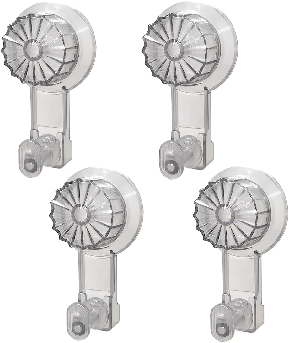 4 Pack Suction Cup Wreath Hooks - 22 LB Heavy Duty Waterproof Removable Hooks for Bathroom Kitchen Window Front Door