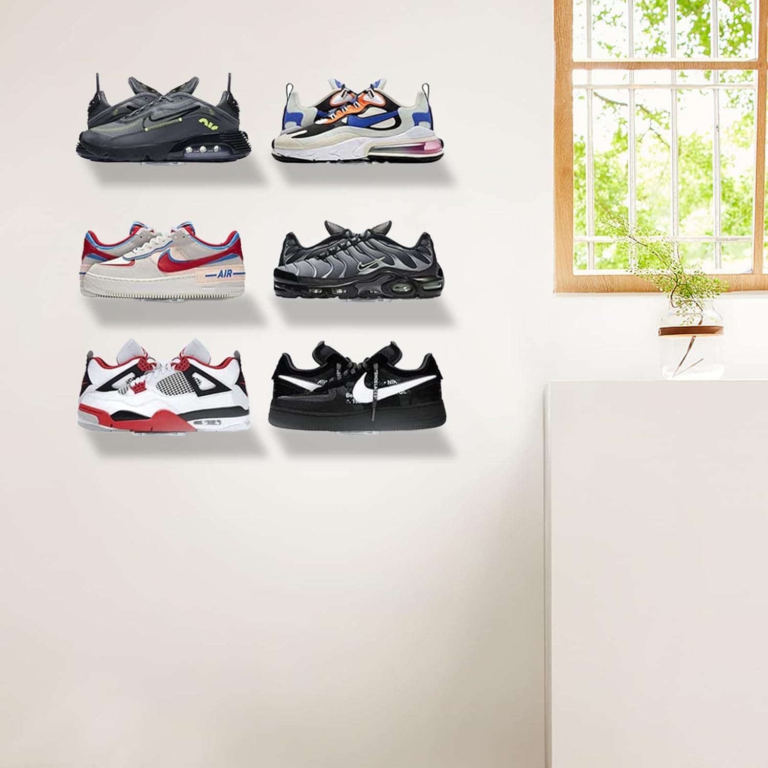 6 PCS Acrylic Floating Shoe Rack Wall Mount Organizer