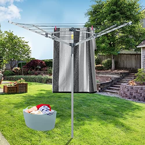 JS HANGER Collapsible 4 Arm Rotary Outdoor Clothes Drying Rack