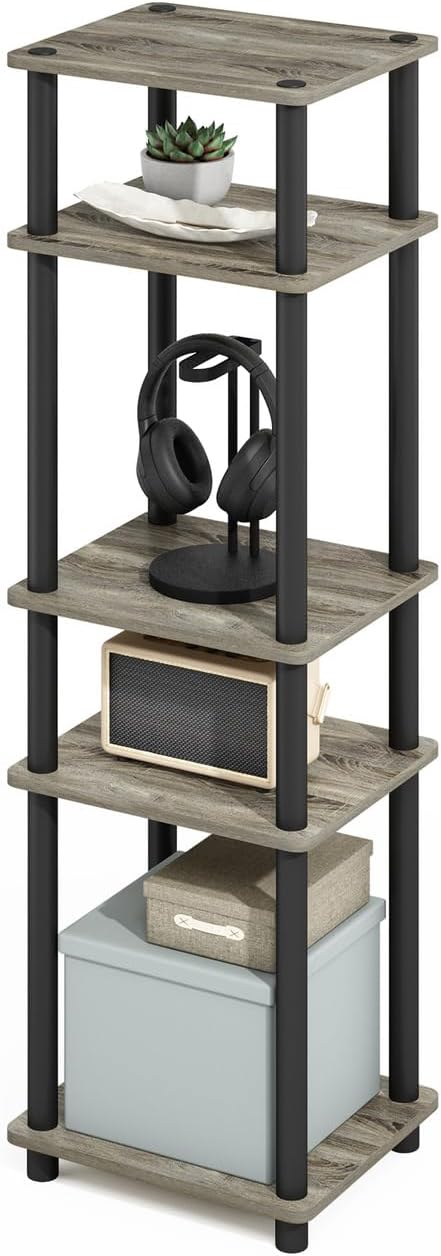 Furinno Turn-N-Tube Stackable Standing Shelf Unit French OakBlack