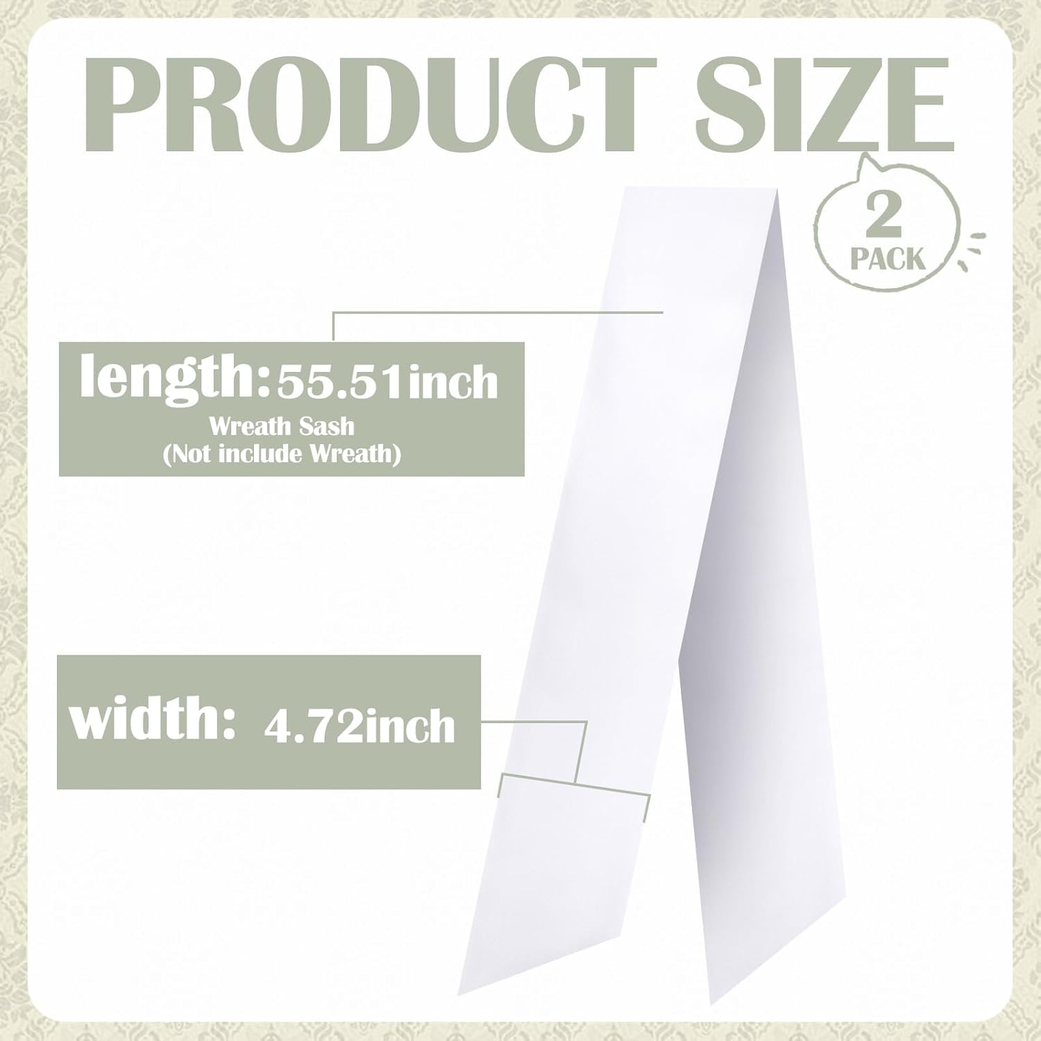 White Wreath Sash for Front Door - 2 Pack