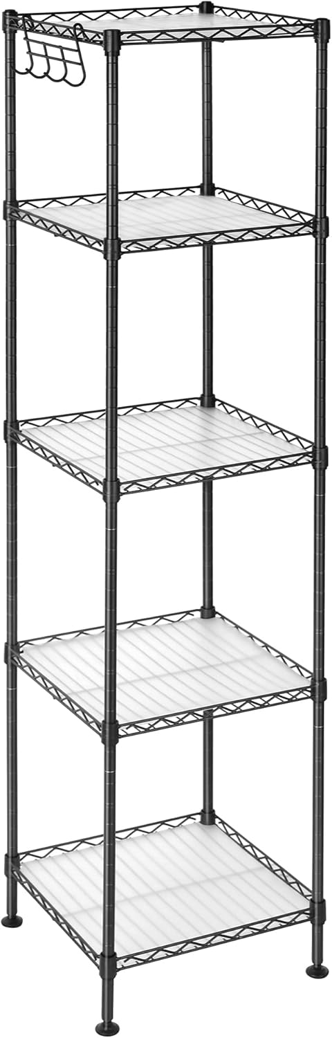 SONGMICS 5-Tier Bathroom Shelf with PP Liners and Extendable Design