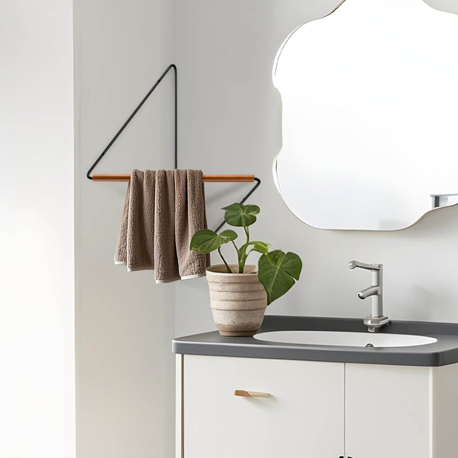 Modern Corner Clothes Rack - Space-Saving Wooden Organizer