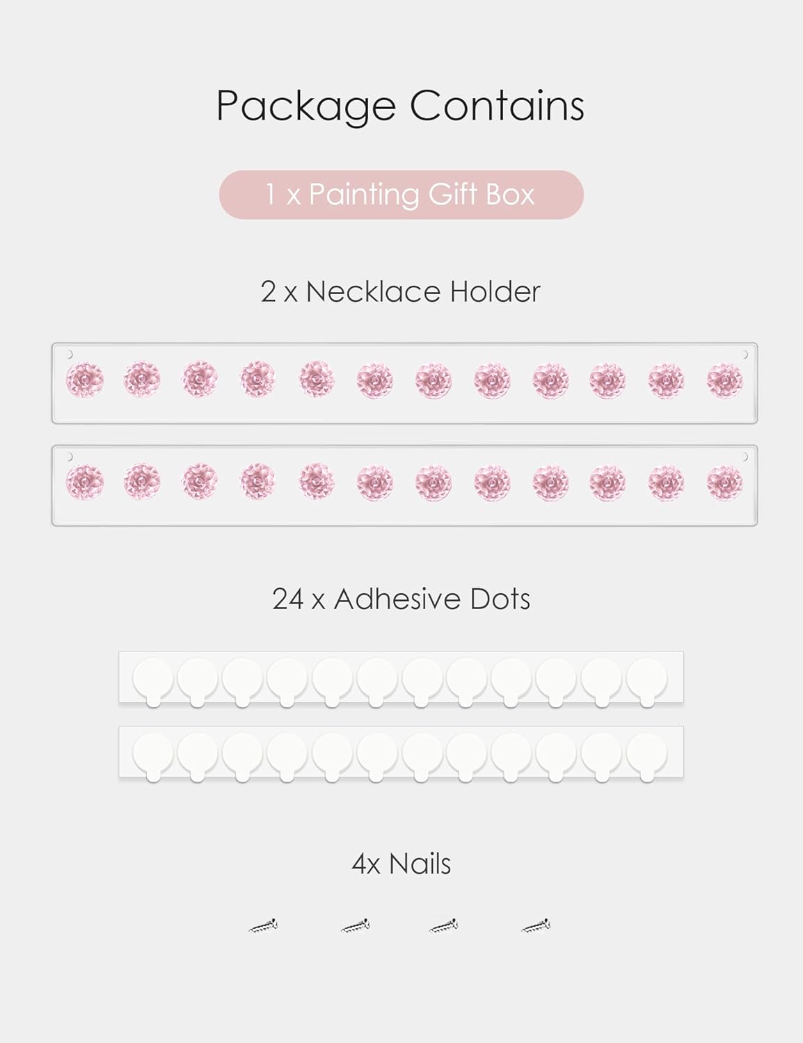 Heesch Pink Acrylic Necklace Holder 2-Pack