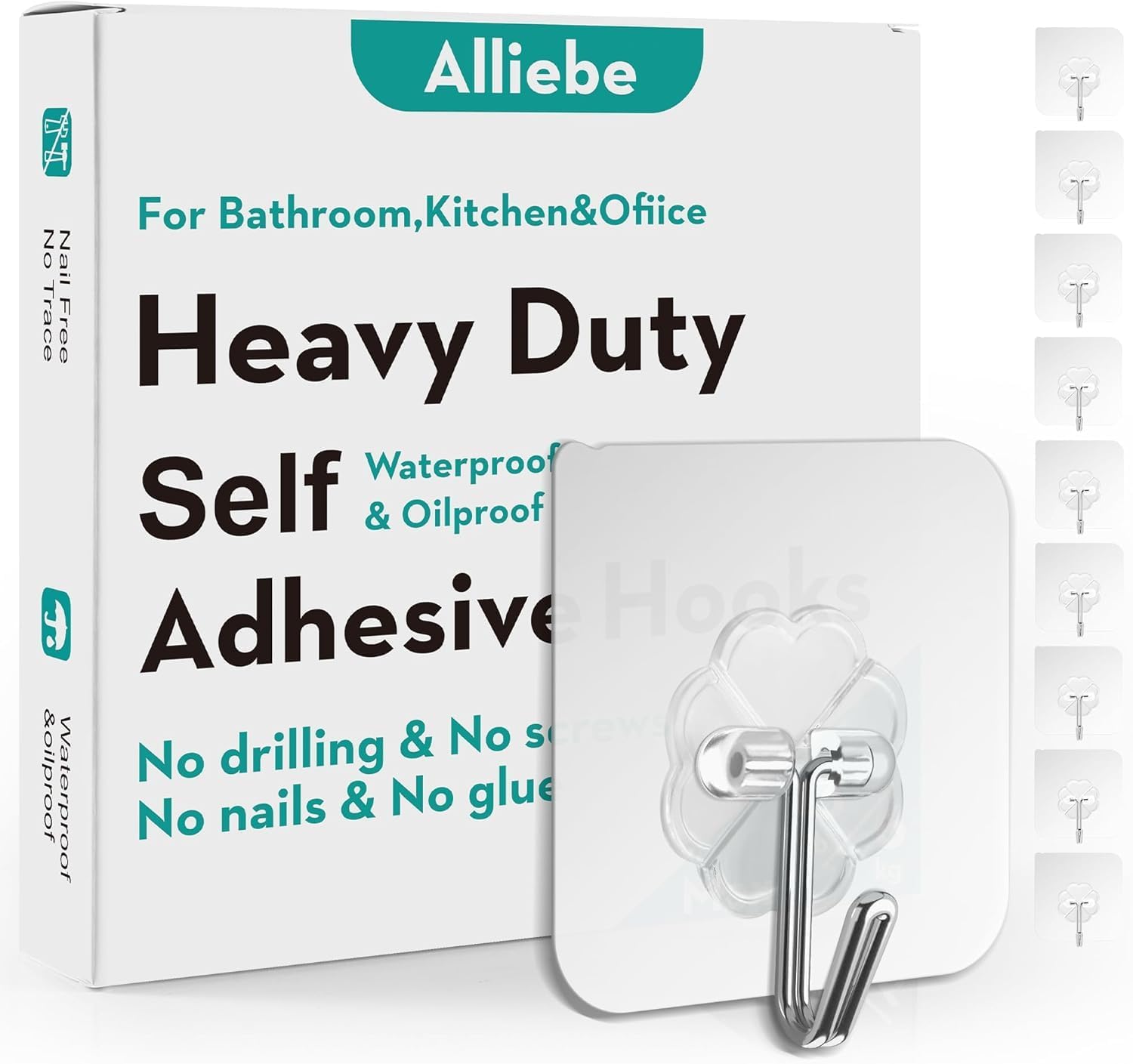 30 Pack Heavy Duty 13lb Self Adhesive Hooks