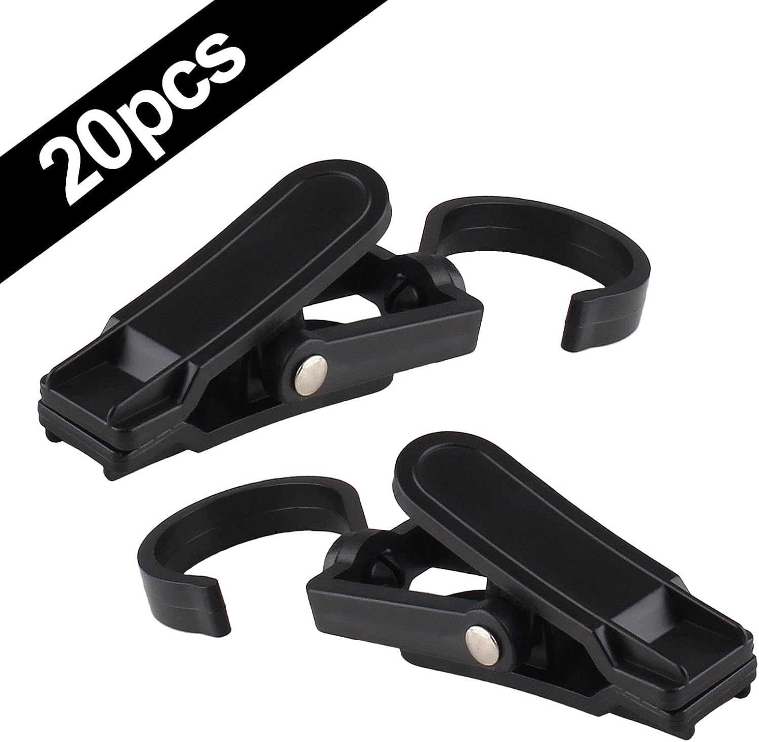 20PCS Black Swivel Laundry Hooks with Strong Grip