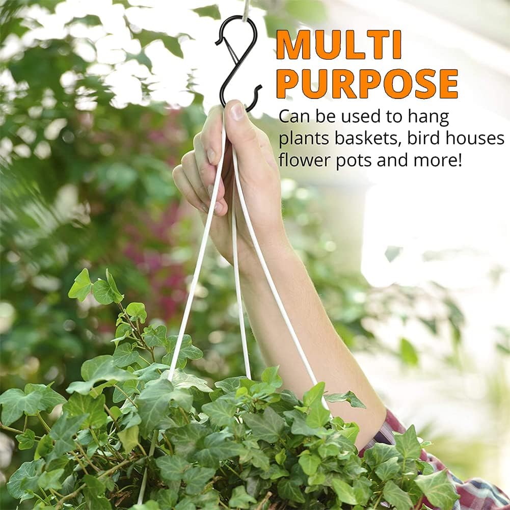 8 Pack S Hooks with Safety Buckle for Hanging Plants Clothes and Kitchen Items