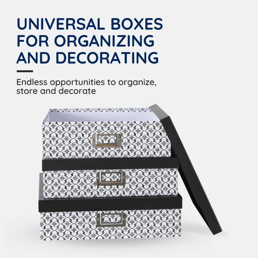 Soul Lane 3 Piece Black and White Storage Boxes with Lids
