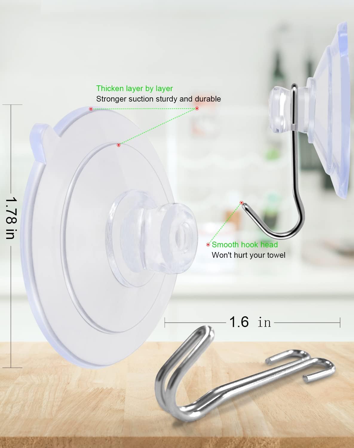 LUPYJI Suction Cup Hooks 15 Pack Transparent PVC Reusable