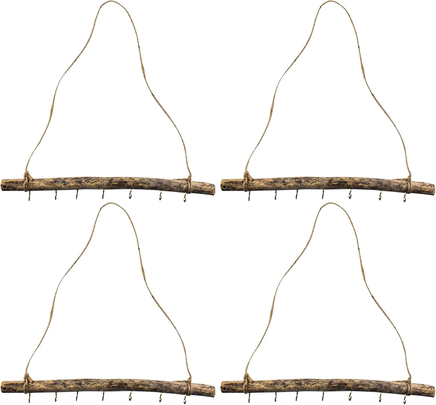 4PCS Vintage Driftwood Wall Hooks for Home Decor and Storage