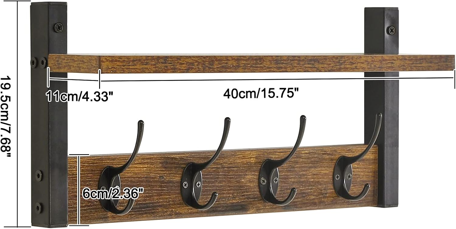 YMYNY Wall Coat Rack with 8 Hooks and Floating Shelf
