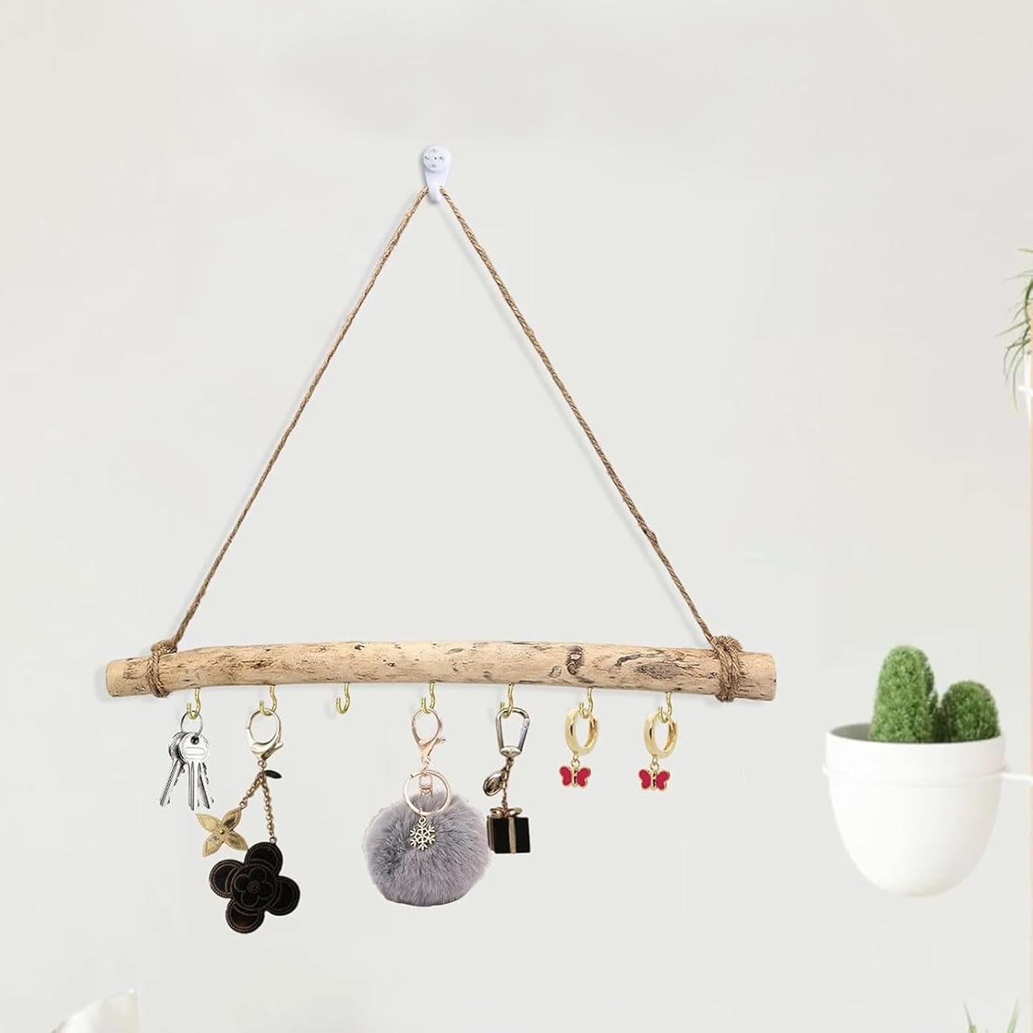 4PCS Vintage Driftwood Wall Hooks for Home Decor and Storage