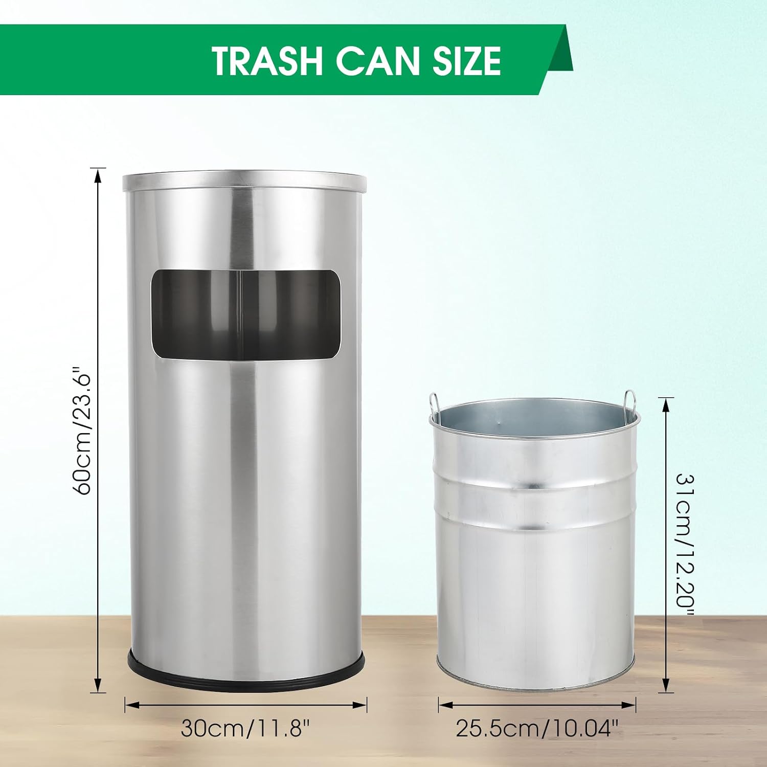 Stainless Steel Outdoor Trash Can with Removable Inner Barrel