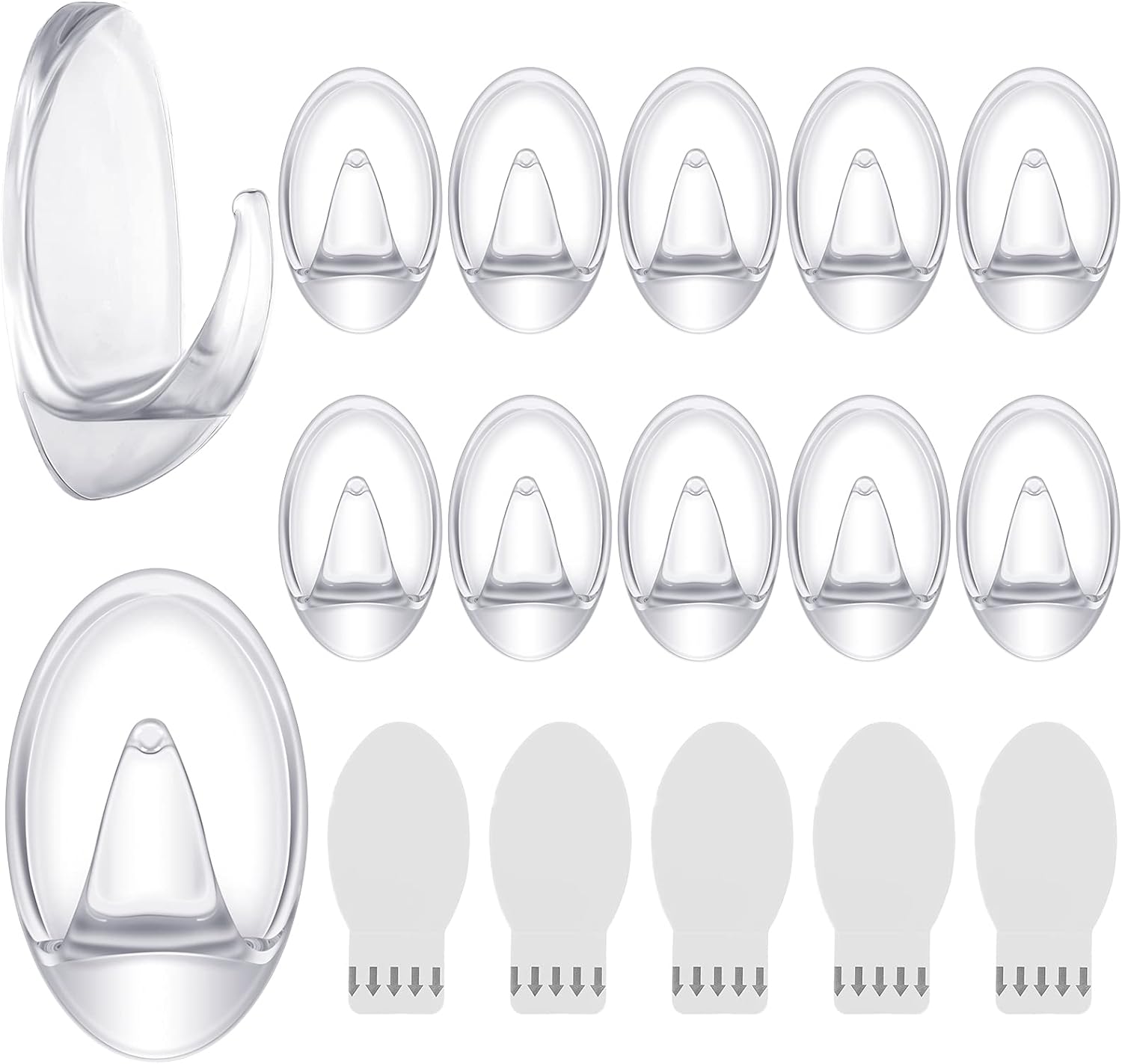 Blulu Clear Adhesive Hooks 12 Pieces Utility Waterproof Wall Hooks for Home Kitchen Bathroom Office