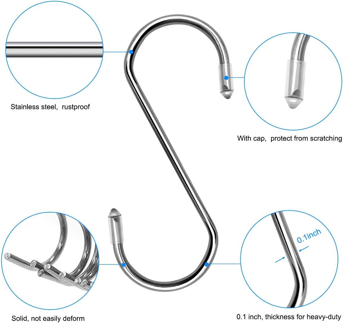 18 Pack S Shaped Heavy Duty Hooks for Kitchen Bathroom Garage Bedroom Garden