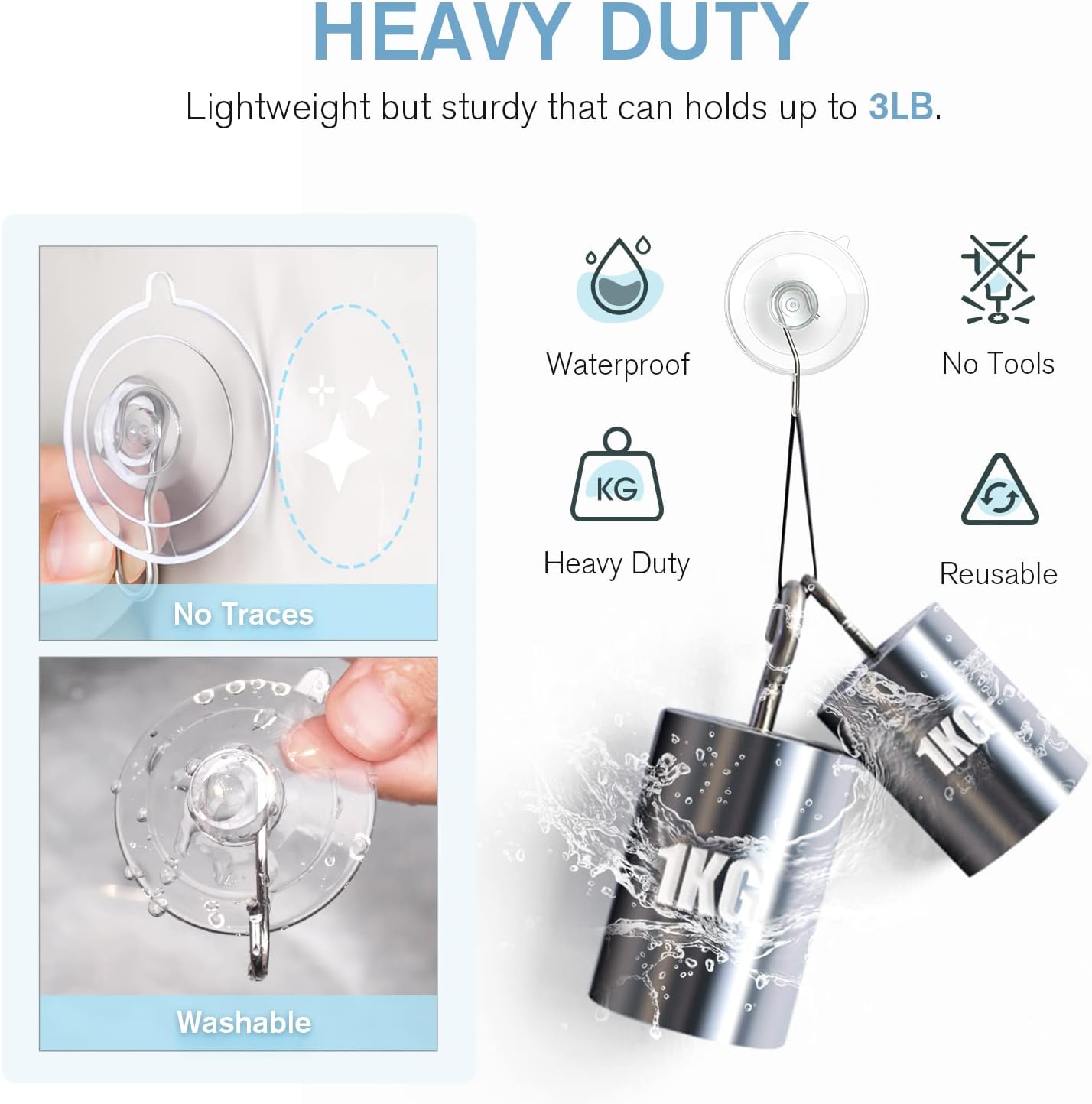 VISV Suction Cup Hooks 12 Pcs Clear with Metal Hooks