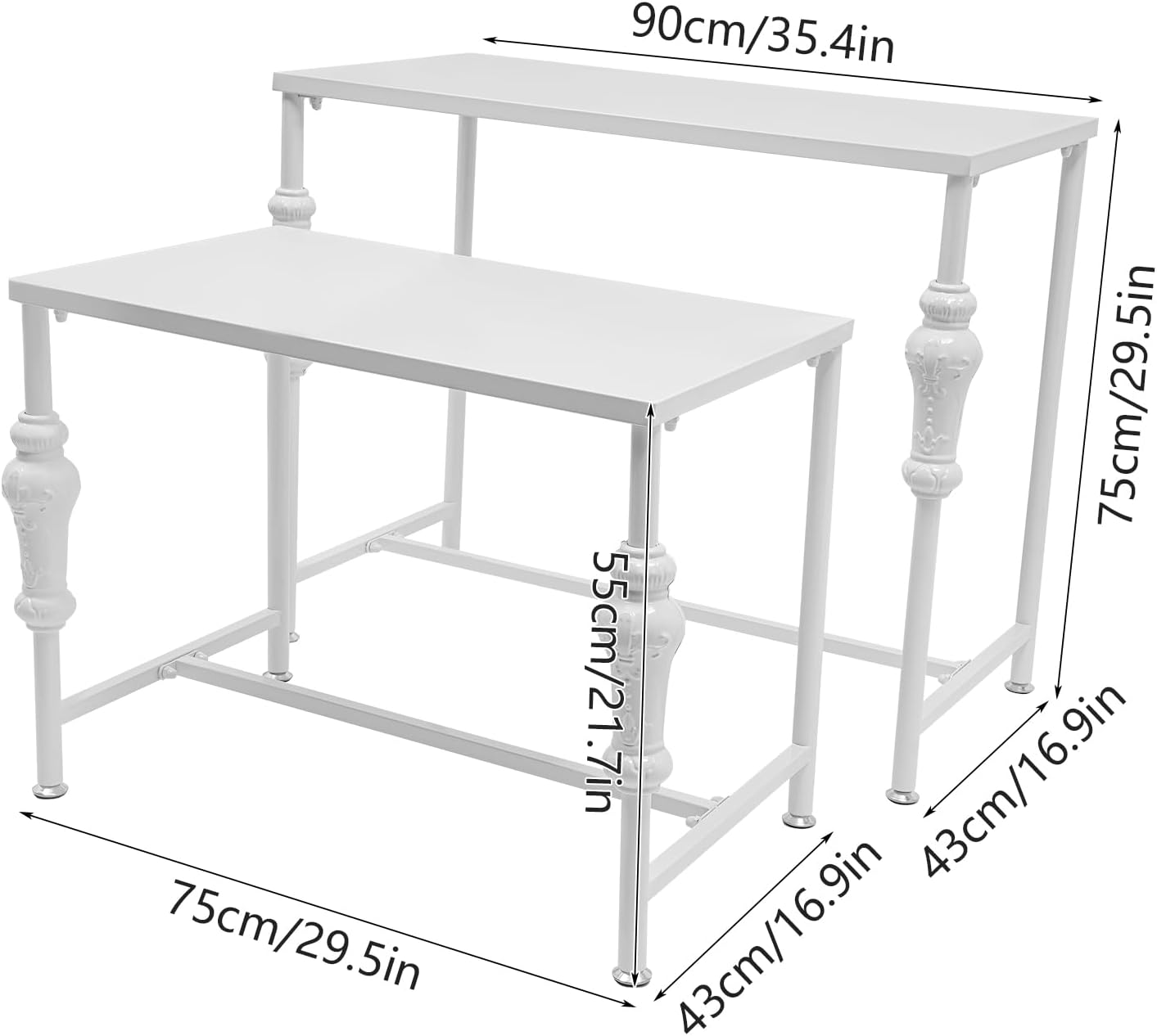 2 Pcs Free Standing Shoe Racks Metal Retail Display Tables