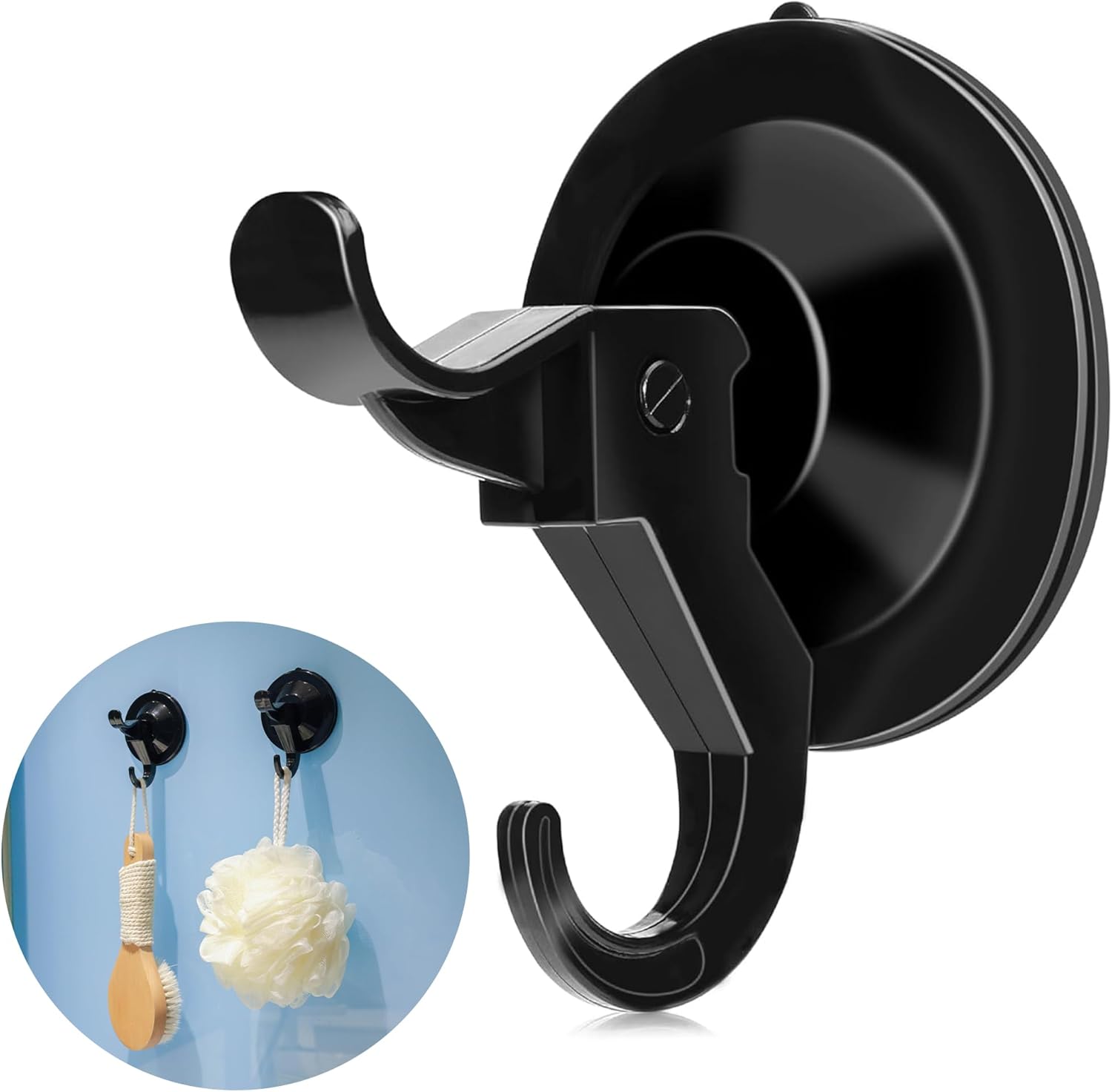 ANDGOO 10 Pack Heavy Duty Suction Cup Hooks Black