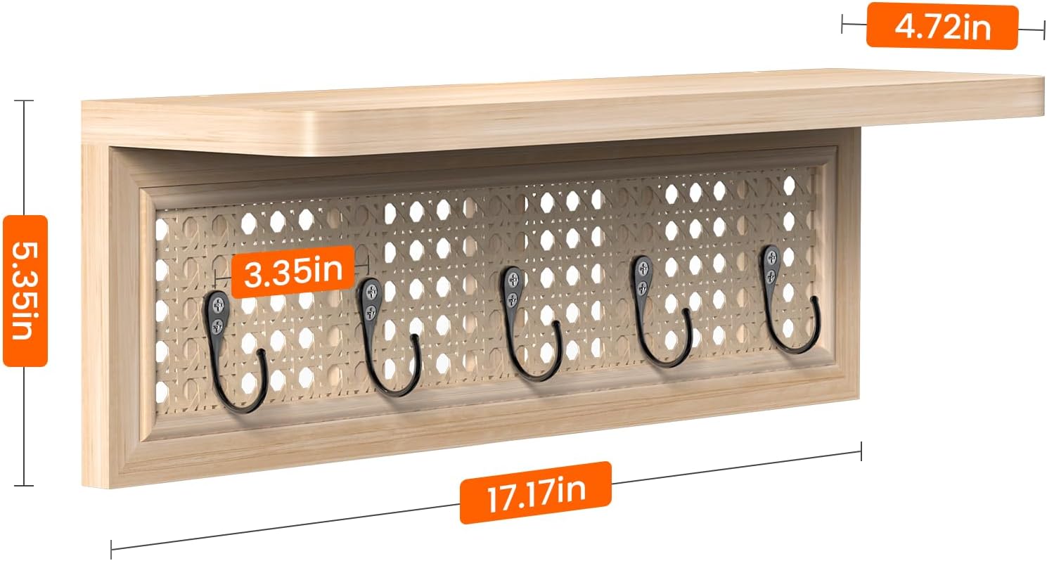 Homode Wall Mount Coat Rack with Shelf and Hooks 1