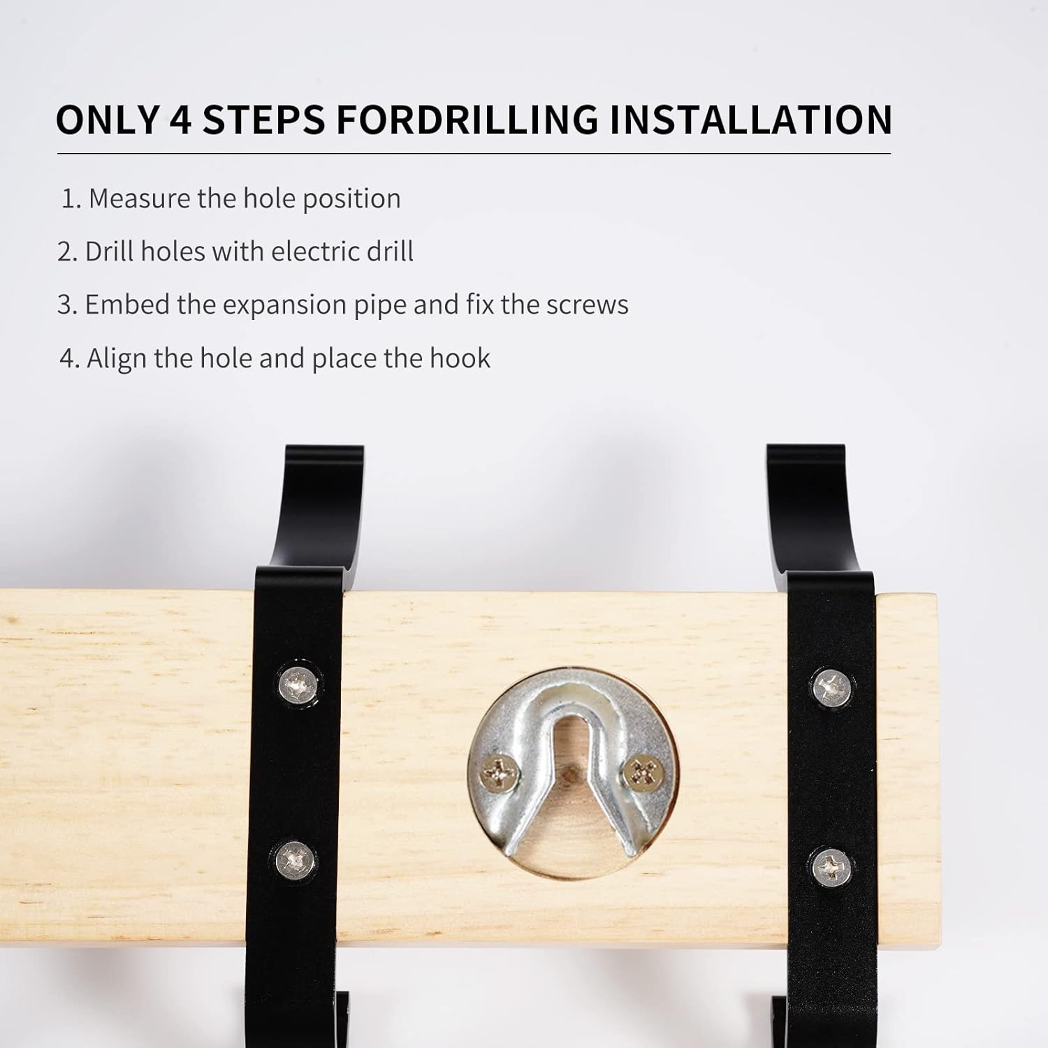 Solid Wood Coat Rack with 5 Black Hooks and Aluminum Frame