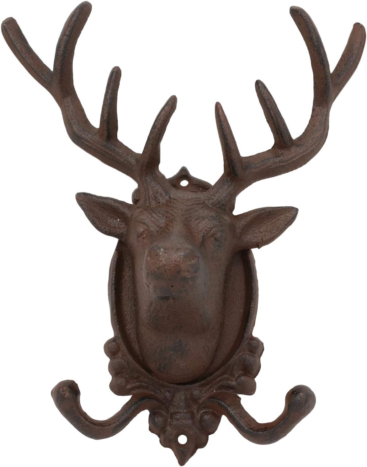 Ebros Cast Iron Stag Antlers Wall Double Hooks Decor